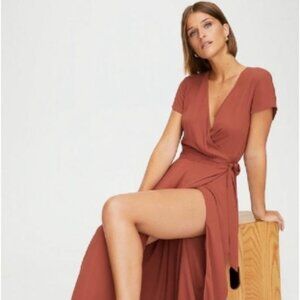 NWT - Babaton Slit Wrap Dress (XS)